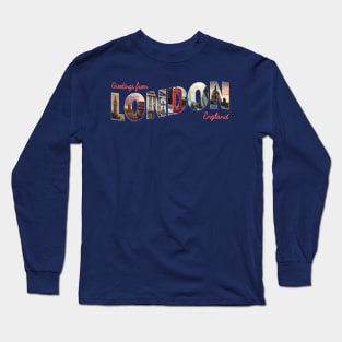 Greetings from London in England vintage style retro souvenir Long Sleeve T-Shirt